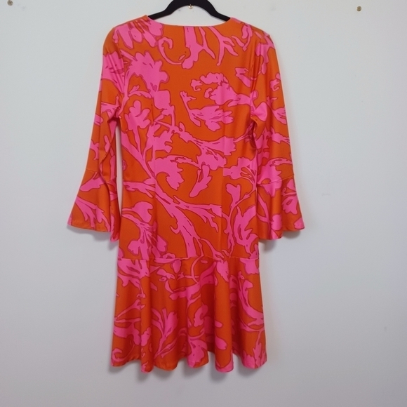 JULIE  Brown  New York Neon Pink and Orange Dress Sz M - Picture 4 of 9